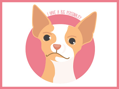 Big Personality chihuahua cute design dog flat illustration pink vector