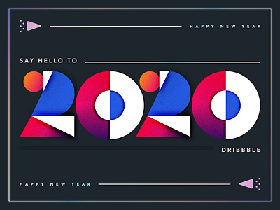 Happy New Year 2020 2020 design gradient illustration lettering new year numbers shapes typography