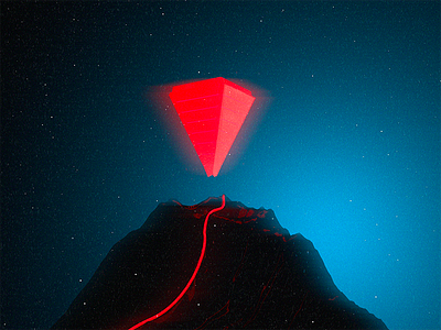 Mountain Spirit mountain nebula neon red retro stars synthwave