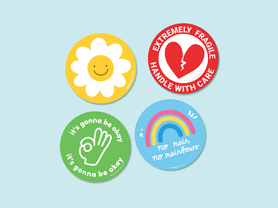 Stickers - Positive Sayings branding colorful design flat illustration flower illustration graphic design heart illustration illustration logo positivevibes product design rainbow stickers