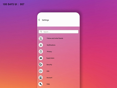 100 Days UI - 007/100 Settings page design 100 days ui challenge daily ui challenge design illustration settings page design ui user experience design user interface design ux