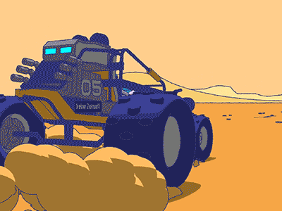 Desert Buggy 2d 3d adobe illustrator adobeaftereffects adobeanimate cinema 4d cyberpunk desert illustration vector xhyle