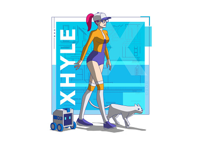 Xhyle bike 03 2d adobe illustrator bmx character design cyberpunk design graphic design illustration robot vector xhyle