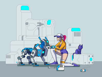 REPAIR 2d adobe illustrator cyberpunk illustration vector xhyle