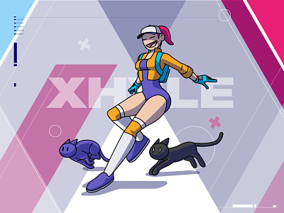 RUN 2d adobe illustrator cats color cyberpunk design illustration redhair vector xhyle