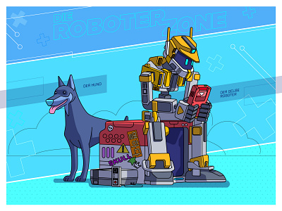 VIDEO GAME 2d adobe illustrator cyberpunk design doberman dog game boy gameboy illustration nes nintendo robot vector xhyle
