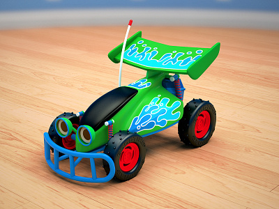 RC CAR 3dsmax after affects color depth of field modeling toystory vray