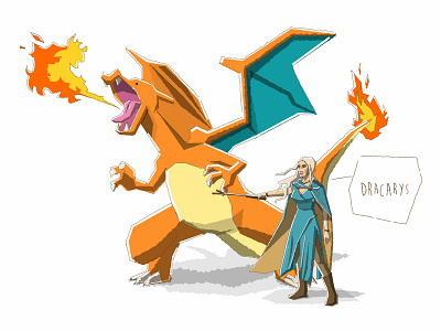 Charizard+Daenerys adobe illustrator charizard daenerys targaryen game of thrones got illustration pokemon pop culture