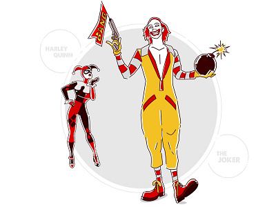 Joker+Harley Quinn adobe illustrator batman joker joker harley quinn bedding mcdonalds pop culture ronald mcdonald vector