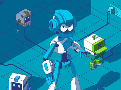 Blau Robot 2d adobe illustrator illustration vector