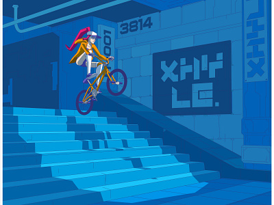 Xhyle BMX jump 2d adobe illustrator blue bmx cyberpunk illustration vector