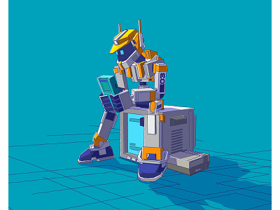 Xhyle Robot 04 2d adobe illustrator gameboy illustration robot vector