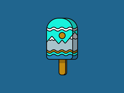 Ice cream eco icecream icon illustration logo mountains sun