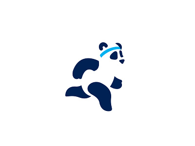 Running panda eco green health logo logotype panda run runner running sport vegan