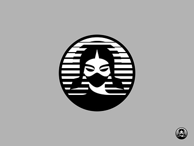 Masked girl covid female girl graphic design line logo logotype mark mask negative space woman