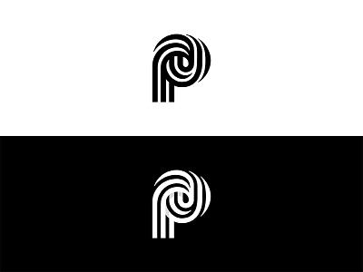 P monogram line logo logotype monogram p solid shadow