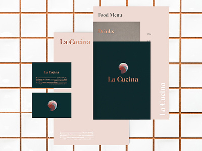La Cucina 2d brand branding identity logo mark restaurant stationary