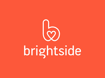 Brightside 2d b branding design heart logo mark orange type typography