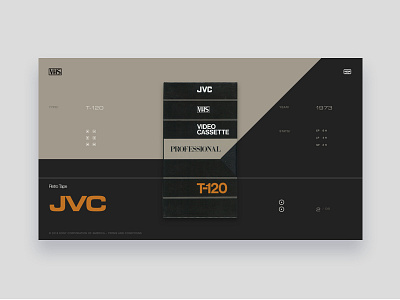 VHS Tribute - JVC T-120 beige colors dark grey light tribute typography ui vintage website