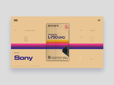 VHS Tribute - Sony L-750 UHG colors gold lines pink purple tribute typography ui vintage website