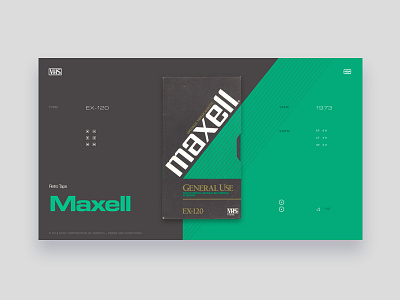 VHS Tribute - Maxell EX-120 colors dark grey green grid tribute typography ui vintage website