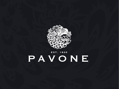 Pavone artwork brand hotel logo peacock texture