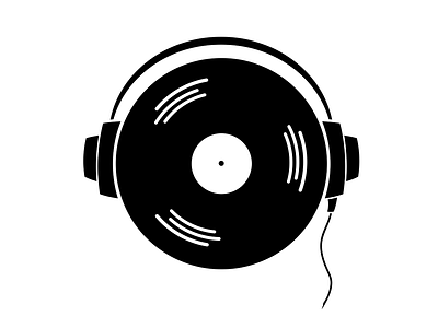 Dj Logo dj headphones logo music vector vector logo. black and white. vinyl