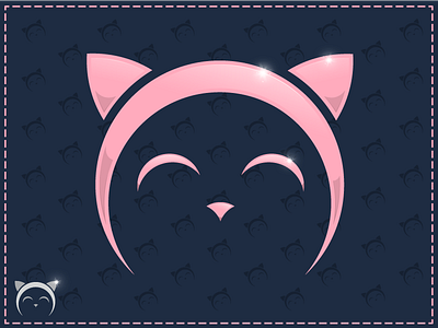 Cat Icon Pink cat cute. icon navy blue pink shine smile sweet vector