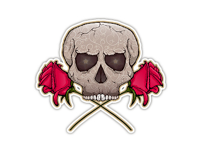 Skull Roses crack flowers illustration pattern red rose roses skull star stars vector