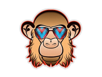 Funky Monkey Sticker animal aviator funky illustration monkey sticker vector