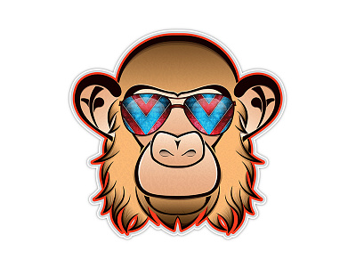 Funky Monkey Sticker animal aviator funky illustration monkey sticker vector