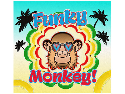 Funky Monkey Bg animal aviator banana funky illustration monkey palm vector