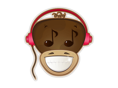 Disco Monkey disco headphones illustration monkey music pink smile sticker vector