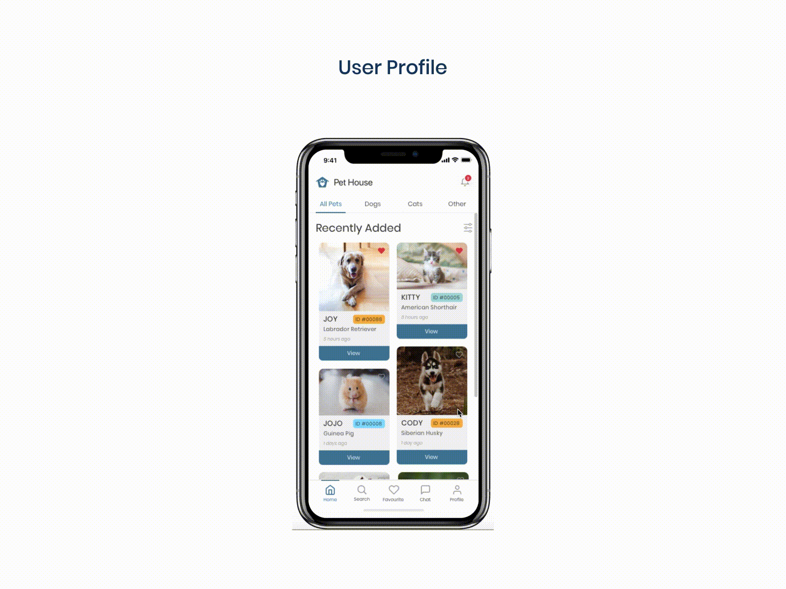 User Profile - Pet House - Mobile App UI