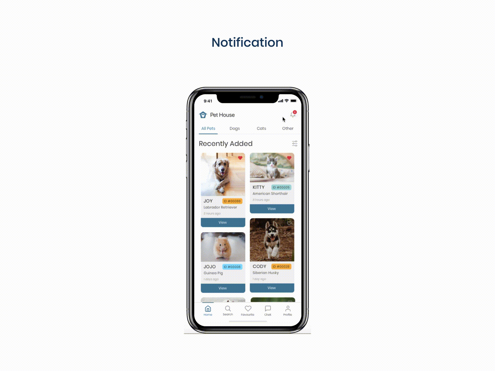 Notification - Pet House - Mobile App UI aftereffects alerts mobile ui mobileappdesign motion design notification ui uiinspiration uiuxdesign uiuxdesigner user experience user interface design userexperience userexperiencedesign userinterface uxinspiration