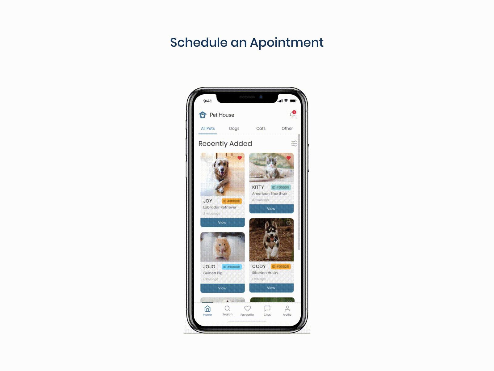 Schedule an Apointment - Pet House - Mobile App UI