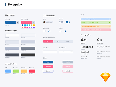 Dynamic Styleguide - Sketch freebie color component design free freebie interaction layers nested palette product style symbol system typography ui kit uiux visual
