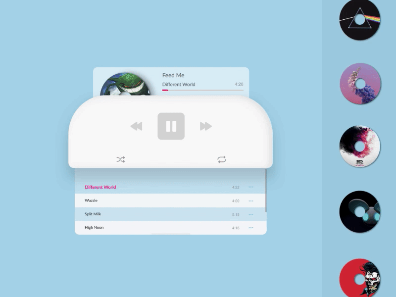 Wall Music Player App app cd design interaction interface product ui vinyl wall widget