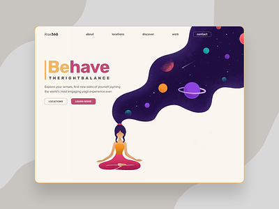 Behave design fitness header hero illustration landing procreate product travel typography ui yoga