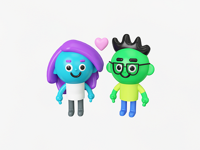 A 3D couple 3d characterdesign cinema4d illustration illustrator