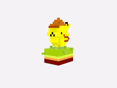 Detective Pikachu 3d doodle illustration pixelart voxel