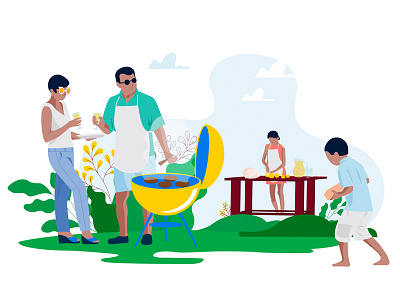 BBQ bbq character children family illustration summer summertime vector