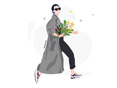 Flower character dribbble fashion flower illustrtaion monday streetstyle woman
