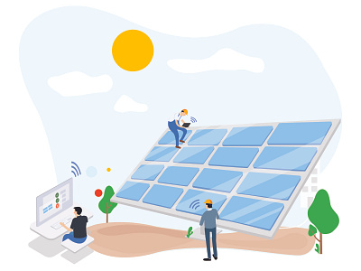 Solar business characters collaboration data illustration people planning time management