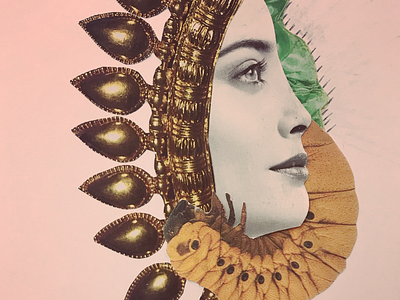 Gusano collage design gold graphic design handmade woman worm