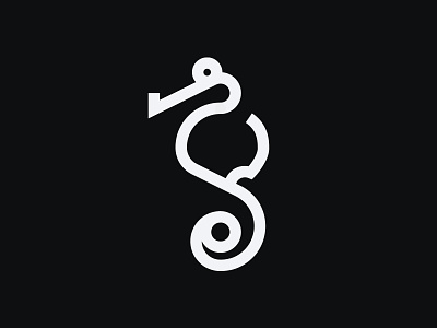 Seahorse animal geometric design golden ratio logo