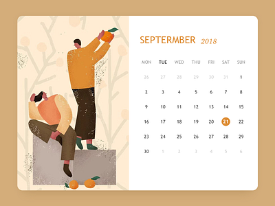 calendar autumn calendar design illustrations ui 插图