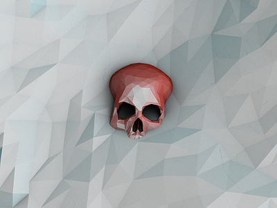 low poly skull 3d c4d cinema 4d head icy low poly lowpoly model red render skull