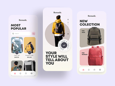 Backpack Shop - Mobile App app backpack backpack app design ecommerce mobile app ui ui design ux