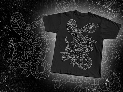 Snake & Peony branding clothing design graphic design illustration logo shirt design tattoo tattoo art tattoo design